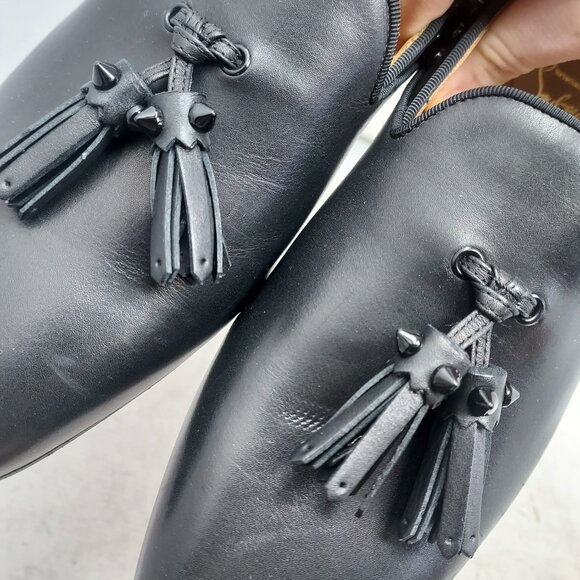 Christian Louboutin Black Tassilo Spike Stud Tassel Leather Loafer - Picture 11 of 11